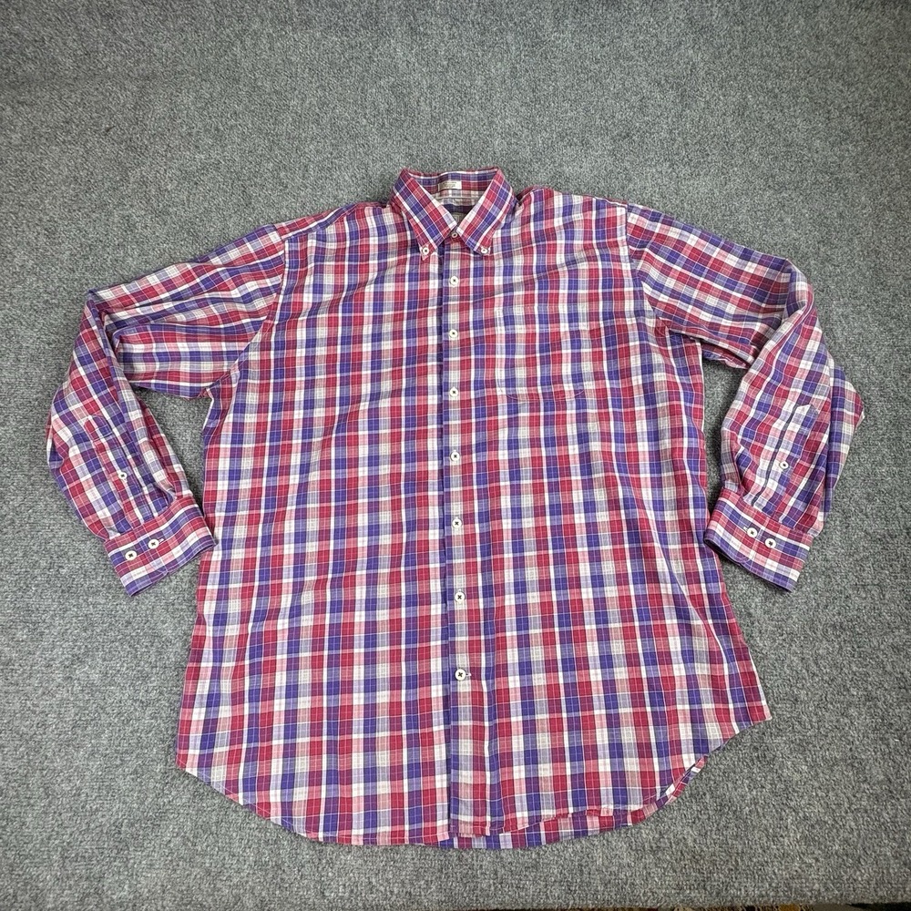 Peter Millar Shirt Mens XL Plaid Button Down Red Purple Preppy Coastal Academia